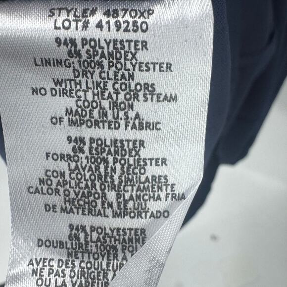 Xscape Evenings “London” Long Scuba Crepe Short Sleeve Dress Navy Size 14P NWT - Picture 8 of 12